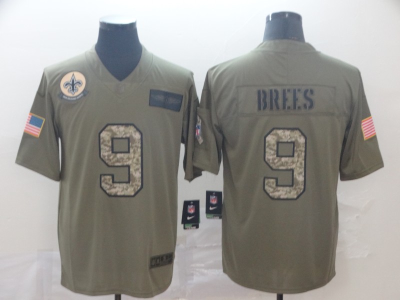 Men's New Orleans Saints Drew Brees #9 Brown Jersey